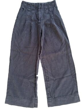 A.L.C. Charcoal Linen Bennett Wide Leg Trouser Pants